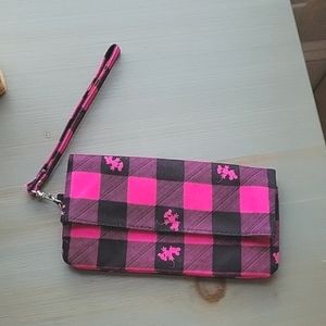 Vintage Walt Disney World Disneyland Resort Wristlet Clutch- Pink Black Plaid